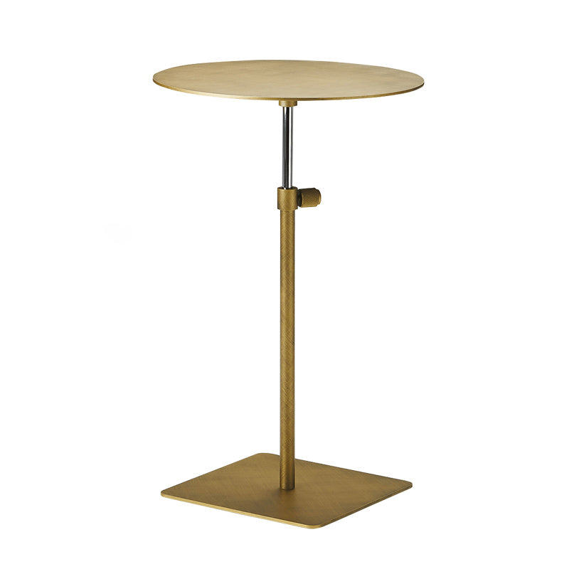 Modern Minimalist Round Square Stainless Steel End Table Height Adjustable 1-Tier For Living Room