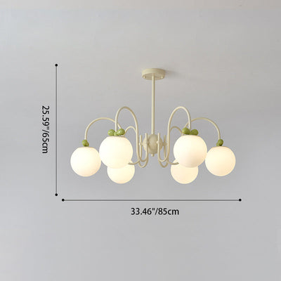 Modern Minimalist Cream Bow Round Ball Hardware Glass 4/5/6/8 Light Chandelier For Living Room