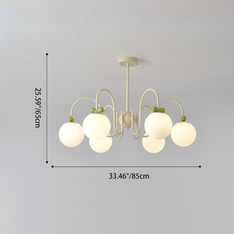 Modern Minimalist Cream Bow Round Ball Hardware Glass 4/5/6/8 Light Chandelier For Living Room