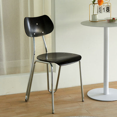 Modern Minimalist Square Metal Wood Chair Four Legs Backrest For Living Room