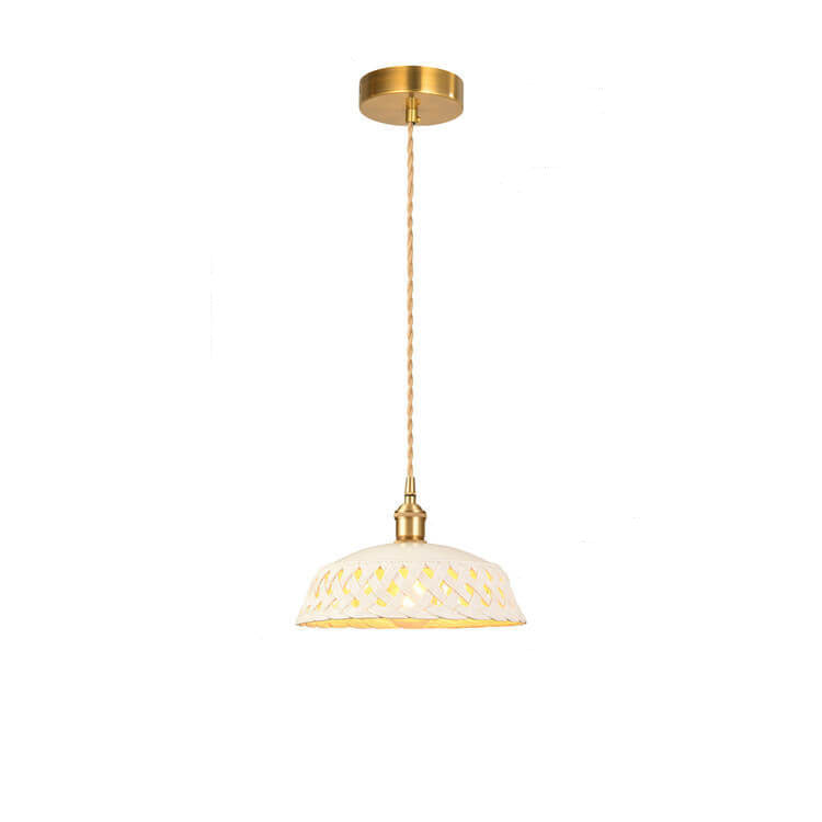 Nordic Minimalist Ceramic Hollow Design Dome Brass 1-Light Pendant Light