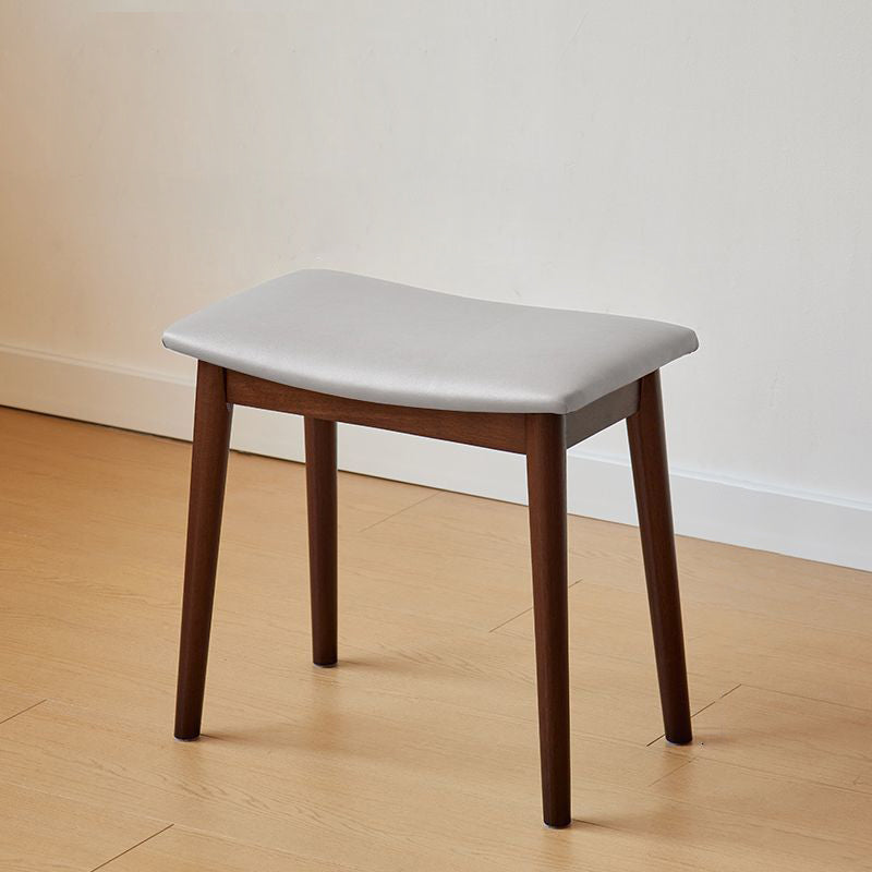 Modern Minimalist Rectangular Soft Leather Wood Vanity Stool For Bedroom