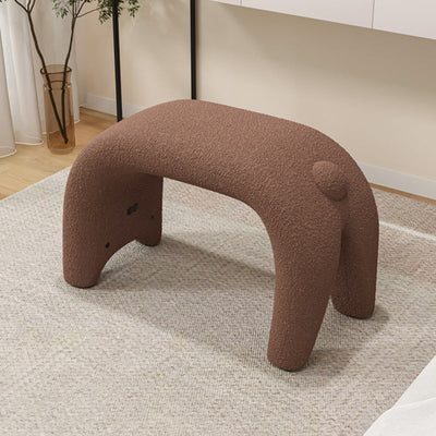 Contemporary Creative Curved Faux Fur Cat Design Vanity Stool Armless For Living Room