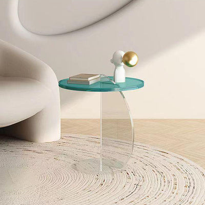 Modern Minimalist Round Semi-circular Plastic Coffee Table For Living Room