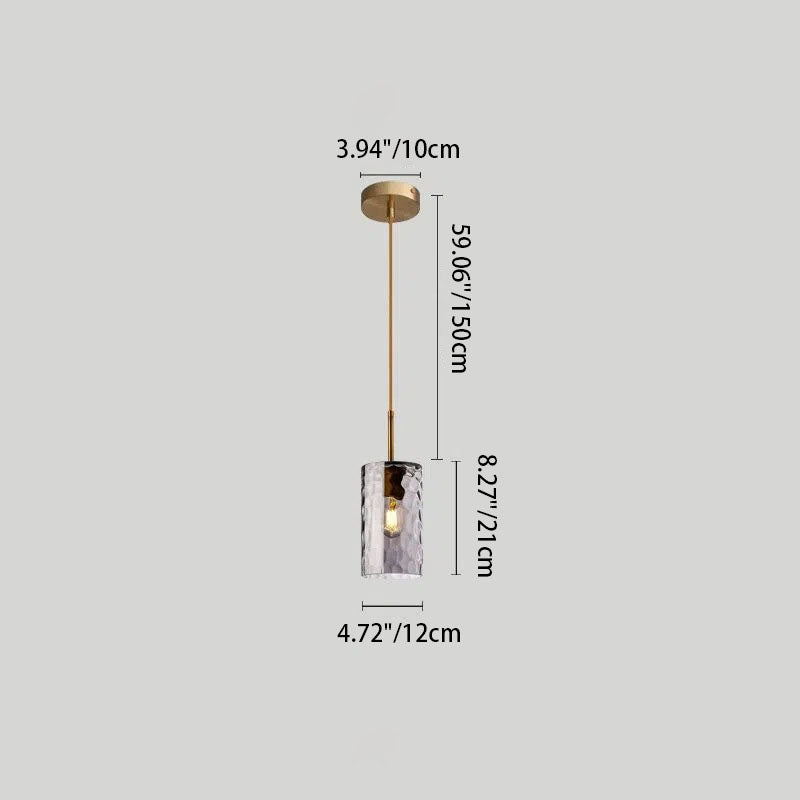 Luminaire suspendu contemporain scandinave à 1 lumière en verre et fer cylindrique pour le salon 