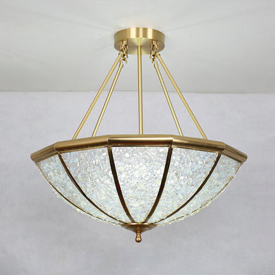 Modern Luxury Copper Frame Crystal Round Shade 5-Light Chandelier For Living Room