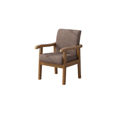 Modern Minimalist Square Upholstered Cotton Linen Fabric Solid Wood Chair For Living Room