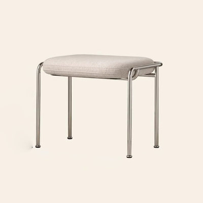 Contemporary Scandinavian Square Cotton Linen Upholstered Stainless Steel Frame Vanity Stool Backless For Bedroom