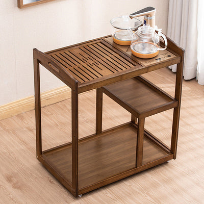 Modern Minimalist Rectangle Solid Wood End Table 3-Tier For Living Room