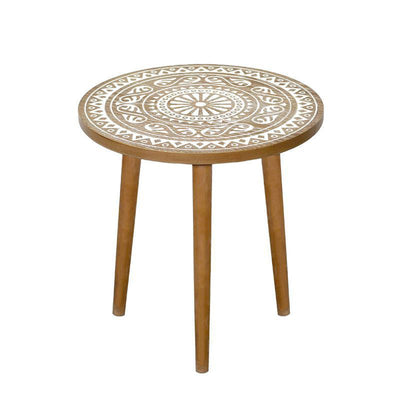 Contemporary Simplicity Pattern Wood Iron Round Coffee Table For Living Room