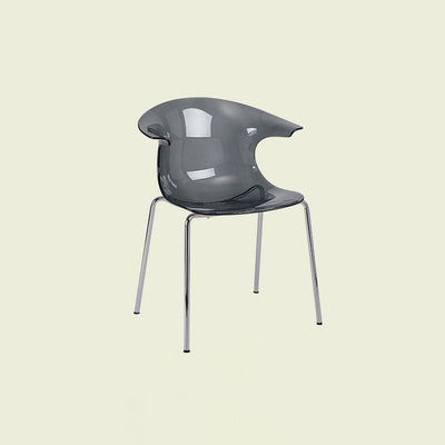 Modern Minimalist Curved Profile Plastic Metal Dining Chair Backrest Armrest For Dining Room