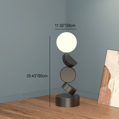 Modern Minimalist Geometric Blocks Stacked Iron Base 1-Light Table Lamp