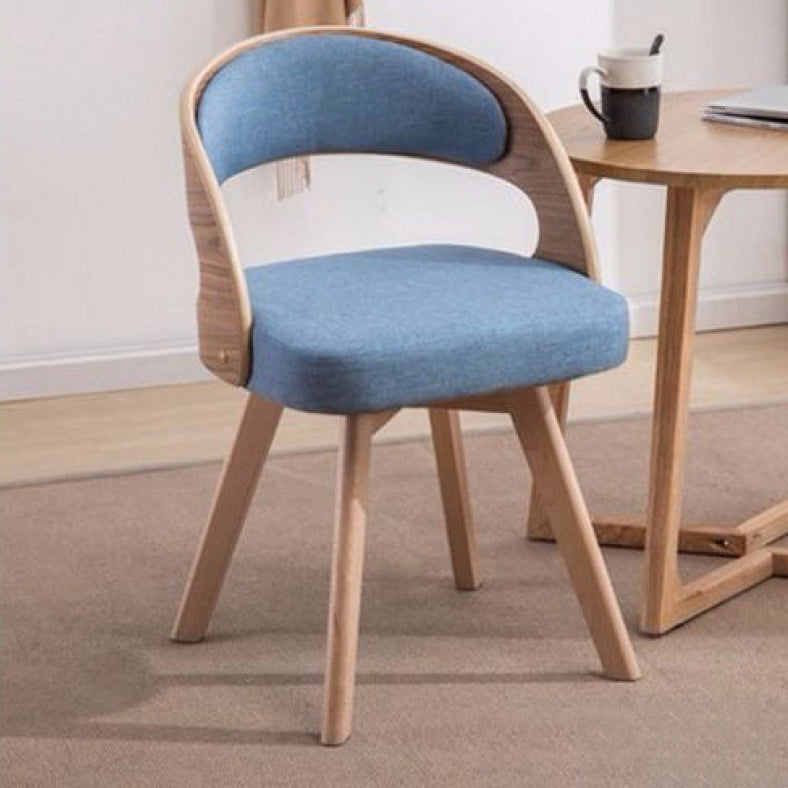 Contemporary Nordic Fabric Upholstered Wood Splayed Legs Dining Chair Curved Back For Dining Room