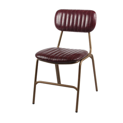 Contemporary Industrial Leather Iron Square Elliptical Stripe Dining Chair Backrest Footrest For Dining Room