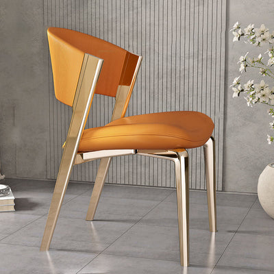 Modern Luxury Square Leather Stainless Steel Foam Dining Chair Four Legs Backrest For Dining Room