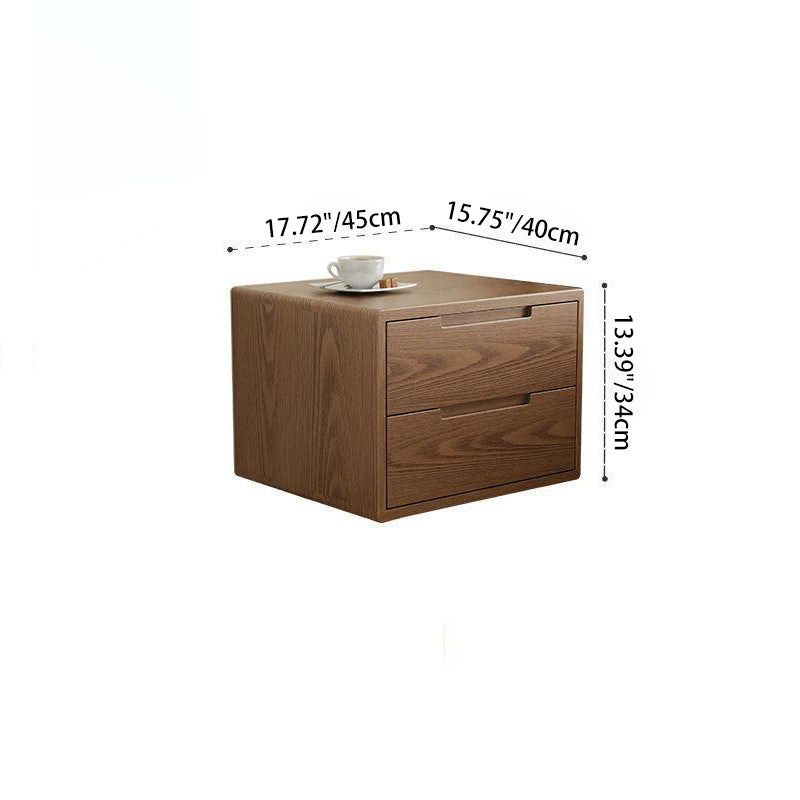 Modern Simplicity Square Rubber Wood Nightstand 1/2 Drawer For Bedside