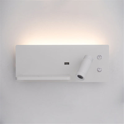 Modern Minimalist Rectangular Shelf Iron LED Rotatable Spotlight Wall Sconce Lamp For Bedroom