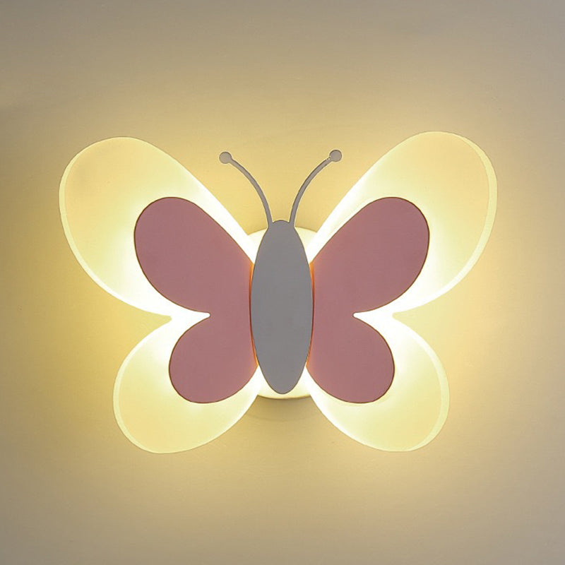 Contemporary Creative Acrylic Butterfly Design Iron LED Wall Sconce Lamp For Bedroom