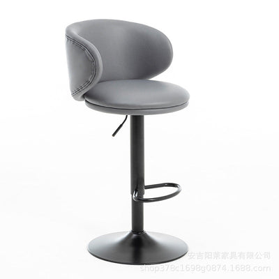 Modern Minimalist Round Fabric Stainless Steel Bar Stool Backrest For Dining Room