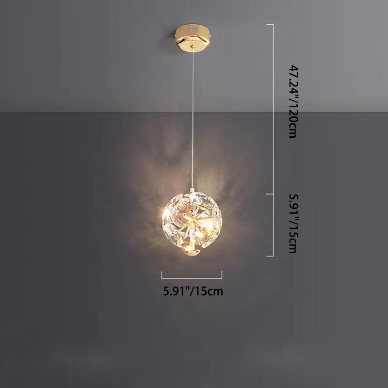 Contemporary Luxury Crystal Ball Hardware LED Pendant Light For Living Room