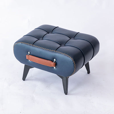 Modern Luxury Rectangular Square Leather Alloy Low Stool For Living Room