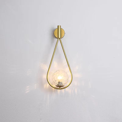 Contemporary Scandinavian Glass Ball Oval Ring 1-Light Wall Sconce Lamp For Living Room