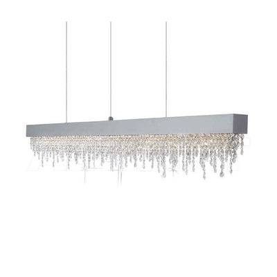 Contemporary Luxury Rectangular Stainless Steel Crystal LED Chandelier For Dining Room