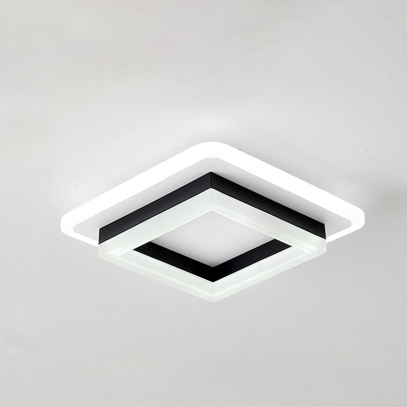 Modern Simplicity Acrylic Geometric Square Round Shade Hardware LED Flush Mount Ceiling Light For Living Room