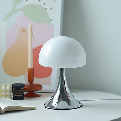 Modern Simplicity Iron Glass Mushroom Dome 1-Light Table Lamp For Bedside