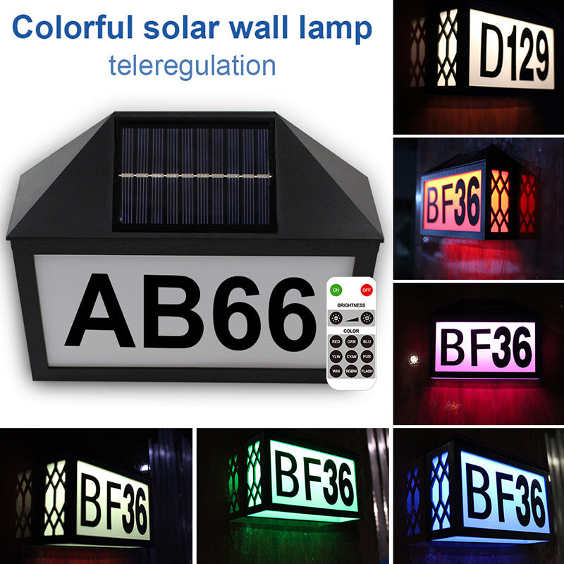 Contemporary Industrial ABS Address Sign Solar Digital House LED Outdoor Wall Sconce Lamp For Garden