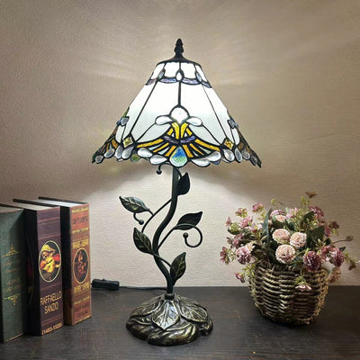 Traditional Tiffany Dome Iron Glass 1-Light Table Lamp For Living Room