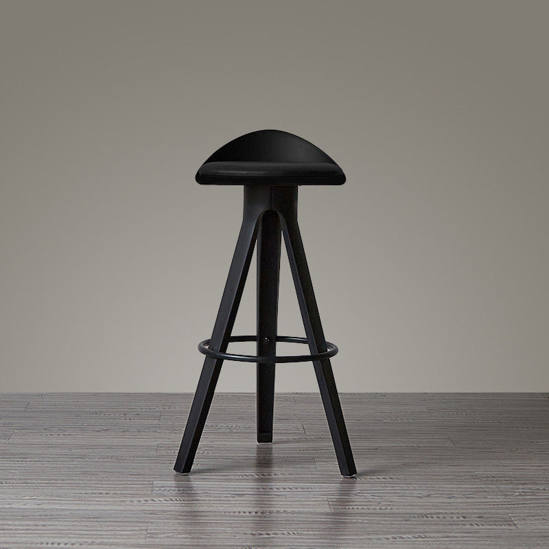 Modern Minimalist Round Plastic Wooden Bar Stool Three Legs High For Dining Room