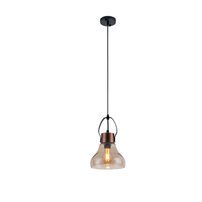 Industrial Minimalist Wrought Iron Glass 1-Light Pendant Light