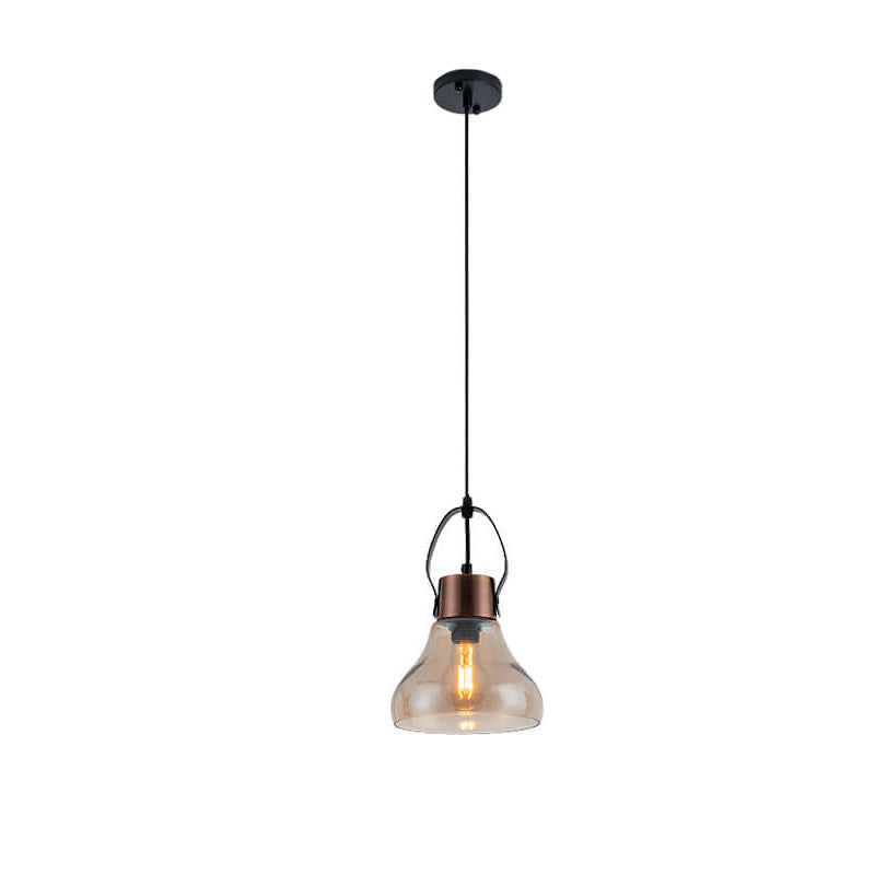 Industrial Minimalist Wrought Iron Glass 1-Light Pendant Light