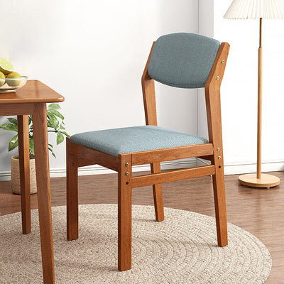 Modern Minimalist Square Upholstered Fabric Wood Dining Chair Backrest For Dining Room