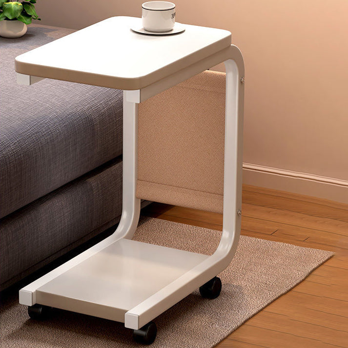 Modern Minimalist Square Tabletop Density Board Metal Side Table 1-Storage For Living Room