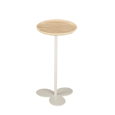 Modern Minimalist Round Tabletop Iron Marble Solid Wood Side Table 1-Leg For Living Room