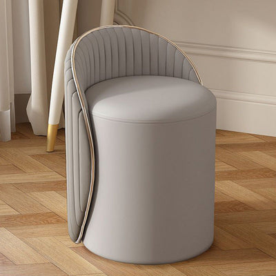 Modern Minimalist Cylinder Iron Leather Vanity Stool Backrest For Bedroom