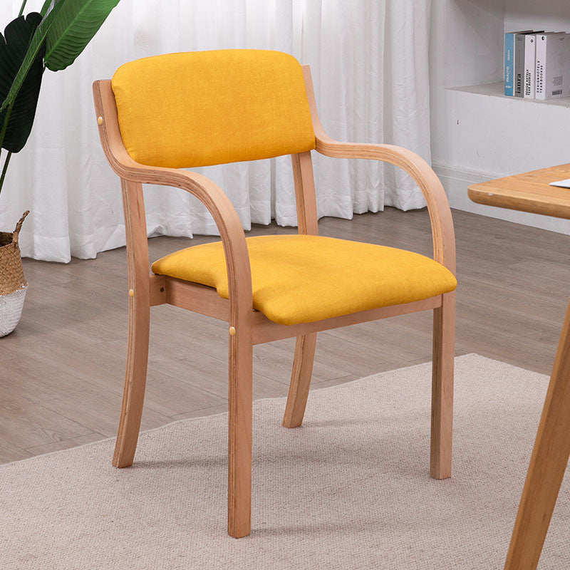 Modern Simplicity Fabric Wood Sponge Square Curved Dining Chair Backrest Armrest For Dining Room