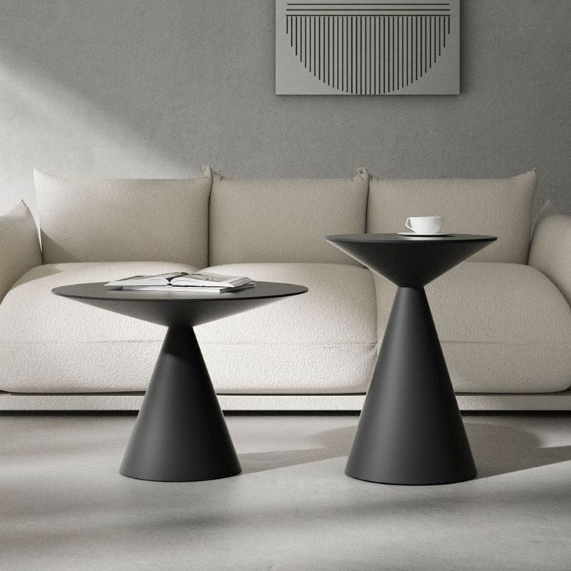 Modern Minimalist Round Cone Aluminum Metal End Table 1-Tier For Living Room