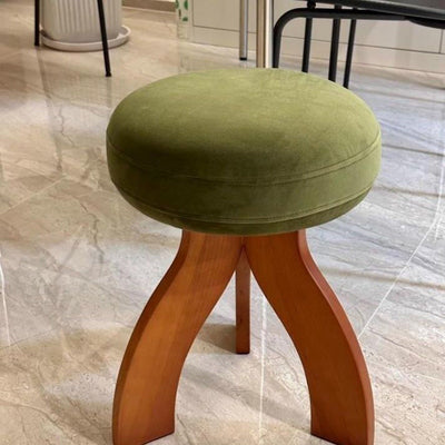 Contemporary Creative Round Lambswool Velvet Footstool Armless Backless For Entryways