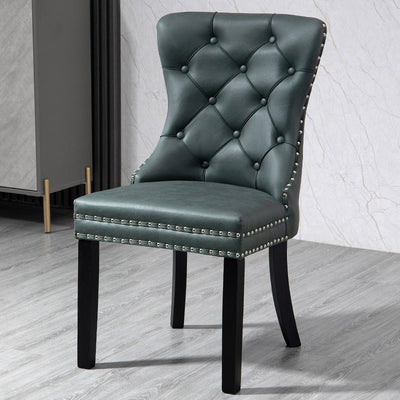 Traditional European Fabric Upholstered Square Dining Chair Tufted Backrest For Dining Room