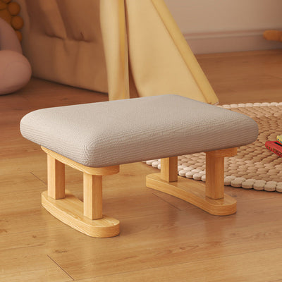 Modern Minimalist Rectangular Fabric Wood Low Stool For Living Room