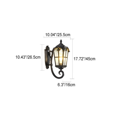 Traditional European Quadrilateral Window Shape Aluminum Glass 1-Light Wall Sconce Lamp For Outdoor Patio