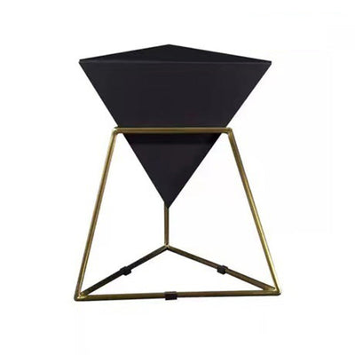 Contemporary Nordic Triangle Pyramid Glass Slate Metal Side Table For Bedside