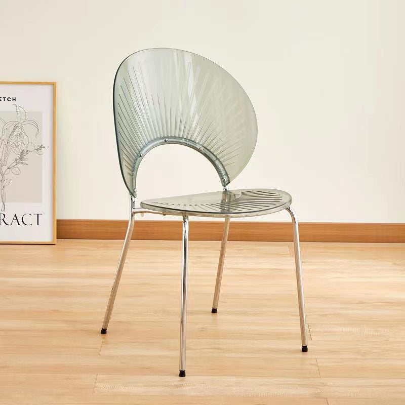 Contemporary Creative Shell Crescent Acrylic Plated Metal Dining Chair Backrest For Dining Room