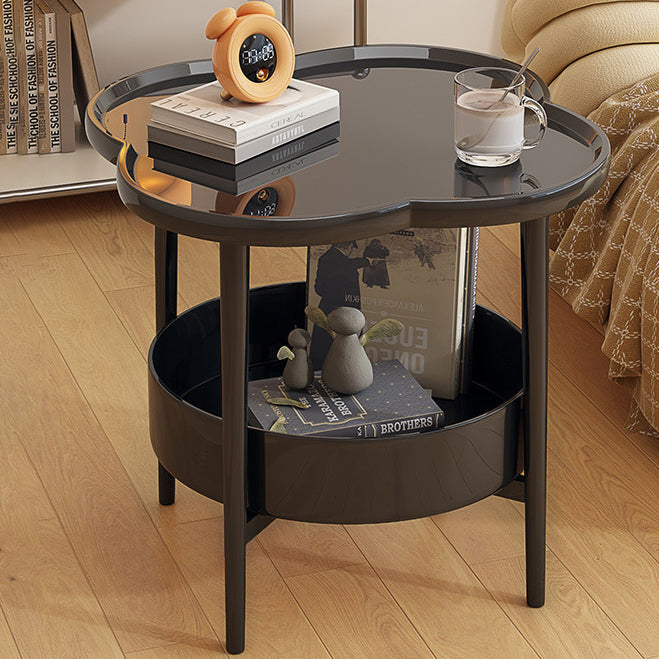 Modern Simplicity Four-Leaf Clover Round PP End Table 2-Tier For Living Room