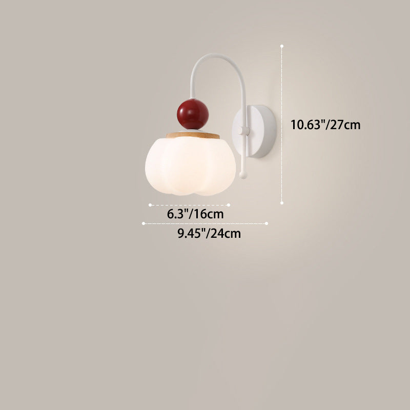 Modern Minimalist Bellflower Pumpkin Orb Disc Base Iron PE 1-Light Wall Sconce Lamp For Bedroom