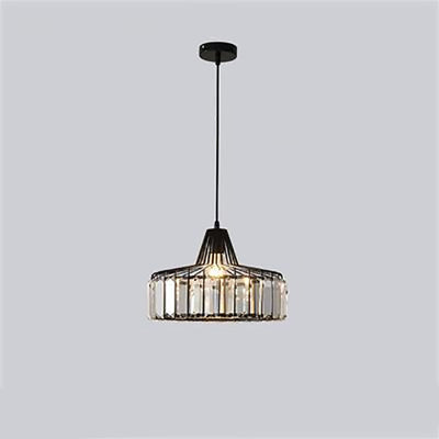 Contemporary Luxury Iron Cylinder Frame Crystal Shade 1-Light Pendant Light For Living Room