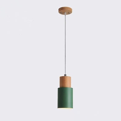 Contemporary Nordic Cylinder Hardware Wood 1-Light Pendant Light For Living Room